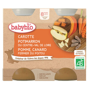 [Par Naturalia]  Babybio Carotte Potimarron Pomme Canard fermier du Poitou 400g.