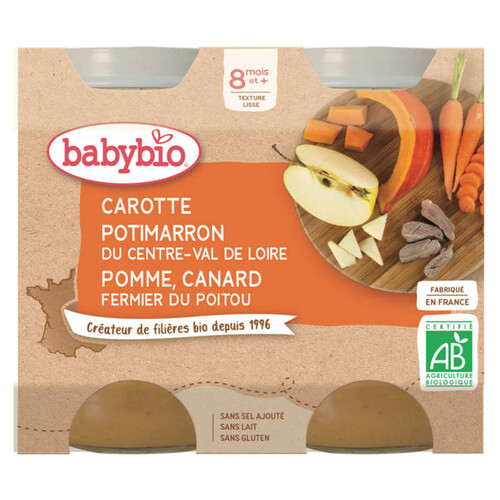 [Par Naturalia] Babybio Carotte Potimarron Pomme Canard fermier du Poitou 400g