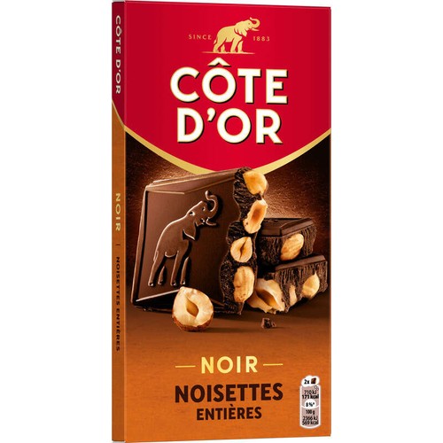 Côte D'Or Tablette Chocolat Noir Aux Noisettes Entières 180g