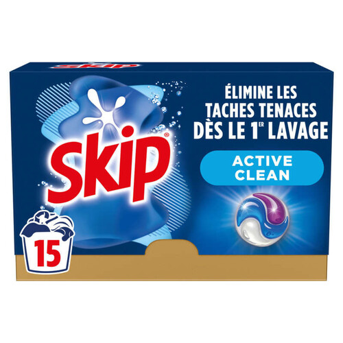 Skip Lessive Capsules 3-en-1 Active Clean x15 317g