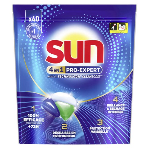 Sun Cleanboost Capsules 4 En 1 Pro-Expert x40 Lavages