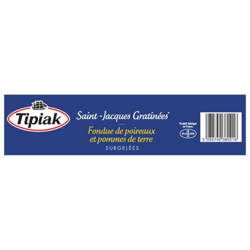 Tipiak Saint-jacques gratinées fondue de poireaux et pommes de terre 310g
