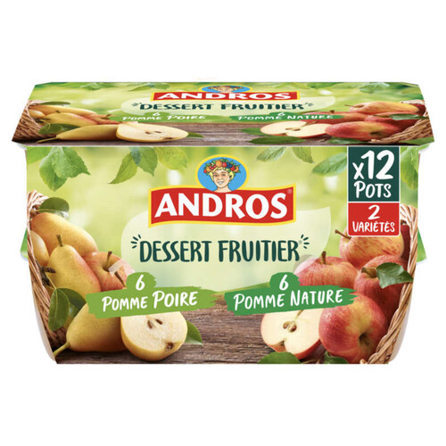 Andros dessert panachés pomme et poire 12x100g