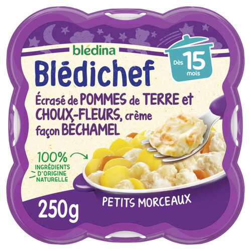 Bledina Bledichef 250G Ecrasé De Pommes De Terre Et Choux-Fleurs, Crème Façon Béchamel Dès 15 Mois