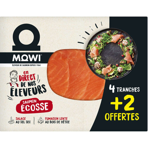 Mowi saumon fumé d'Ecosse 4 tranches + 2 offertes 180g