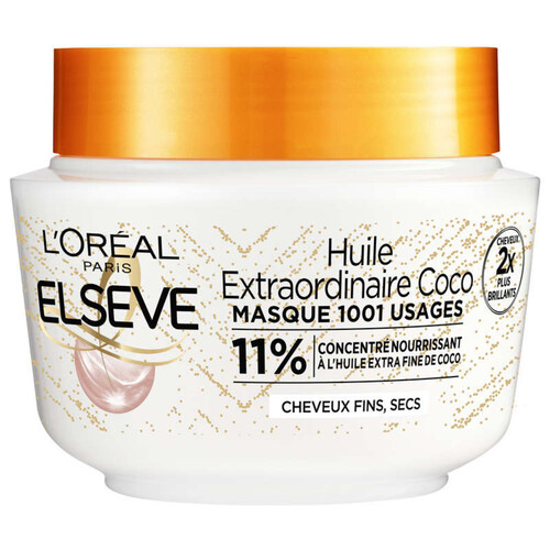 L'Oréal Paris Elseve Huile Extraordinaire Coco Masque Nutrition Cheveux Fins et Secs 310ml