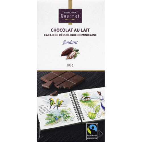 Monoprix Gourmet Chocolat Au Lait Fondant Cacao De Saint Domingue 100G