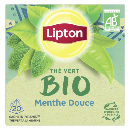 Lipton Thé Vert Menthe Douce Bio 20 Sachets 28g
