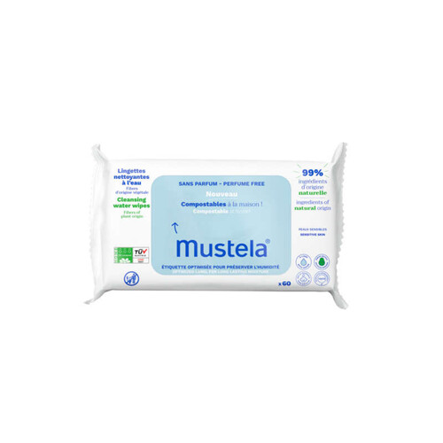 Mustela Lingettes nettoyantes à l'eau sans parfum  x60