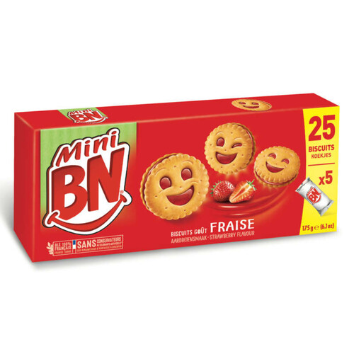Mini BN Biscuits fourrés à la pulpe de fraise 175g