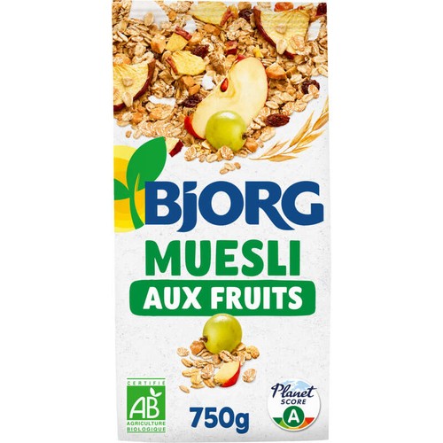 Bjorg Muesli Aux Fruits, Riche En Céréales Complètes Bio 750g