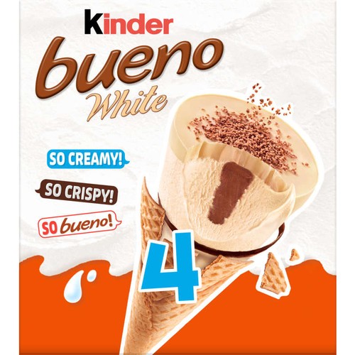 Kinder Bueno Cône Glacé Noisettes Chocolat Blanc x4 - 248g