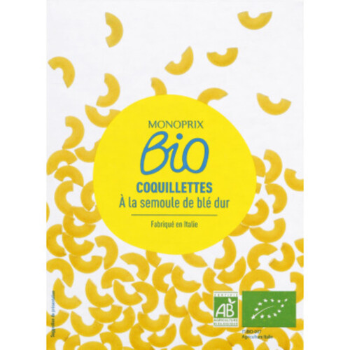 Monoprix Bio coquillettes à la semoule de blé dur 500g