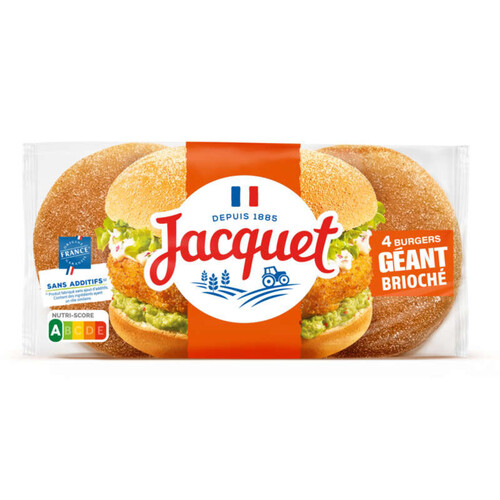 Jacquet Burger Géant Brioché Sans Additif x4 320g