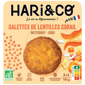 Hari&Co Galettes De Lentilles Corail Butternut Coco Bio x2 170g