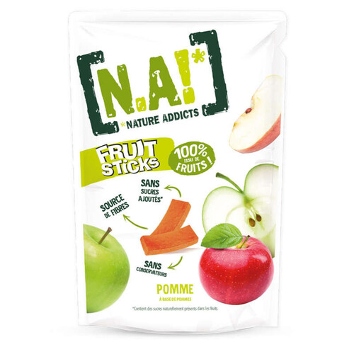 N.A! Fruit Sticks 100% Issu De Fruits, Pommes, Sans Sucres Ajoutés 40G