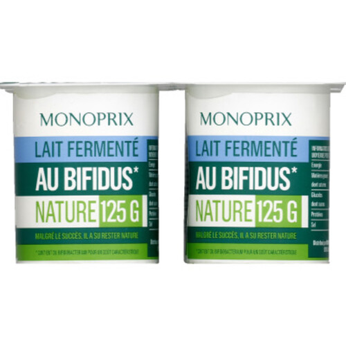 Monoprix Lait fermenté au bifidus nature 4x125g