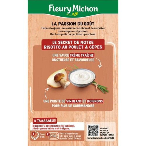 Fleury Michon Risotto Au Poulet Et Aux Cèpes 280g