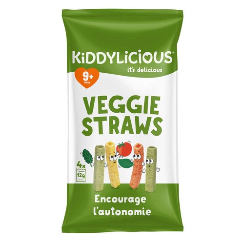 Kiddylicious Biscuit bébé Veggie Straws saveur légumes Dès 9 Mois 4x12g