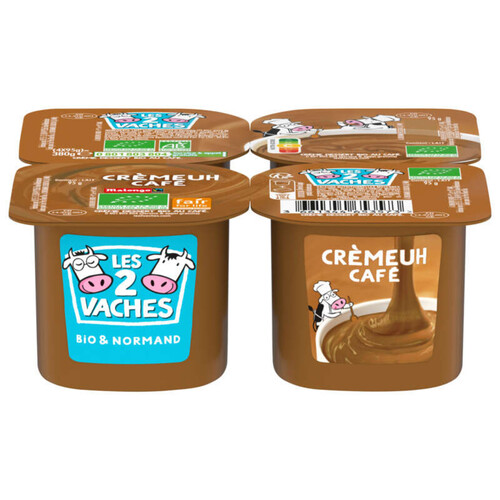 Les 2 vaches Crème dessert café Bio 4x95g