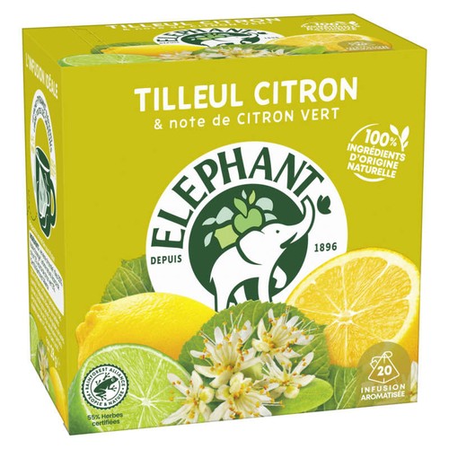 Elephant Infusion aromatisée Tilleul Citron & Note de Citron Vert x20 - 28g