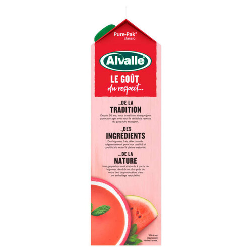 Alvalle - Gazpacho - soupe froide de tomate, pastèque et menthe - La brique de 1L