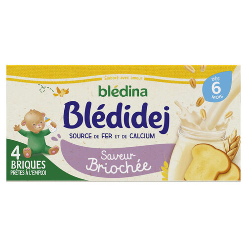 Blédina Bledidej Lait et Céréales Saveur Briochée dès 6 Mois 4x250ml