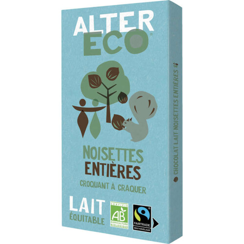 Alter Eco Chocolat Au Lait Aux Noisettes Entieres, Pérou Bio 100G
