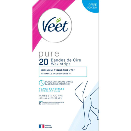 Veet Pure Bandes de Cire Froide Corps x20