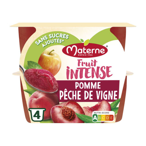 Materne Compotes Fruit Intense Pomme Pêche de Vigne 4*100g