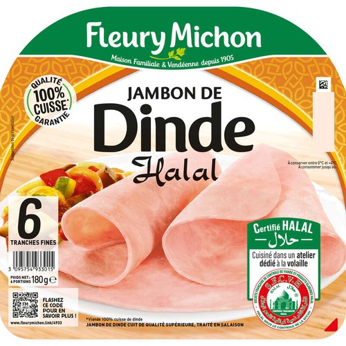 Fleury Michon Jambon De Dinde Halal Tranches Fines x6