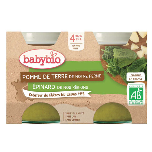 Babybio Pot Pomme De Terre Epinards 2X130G