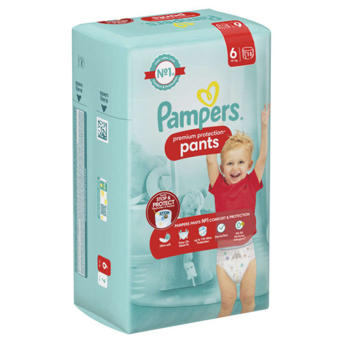 Pampers Couches-Culottes Premium Protection Taille 6, 15 Couches, 15kg+