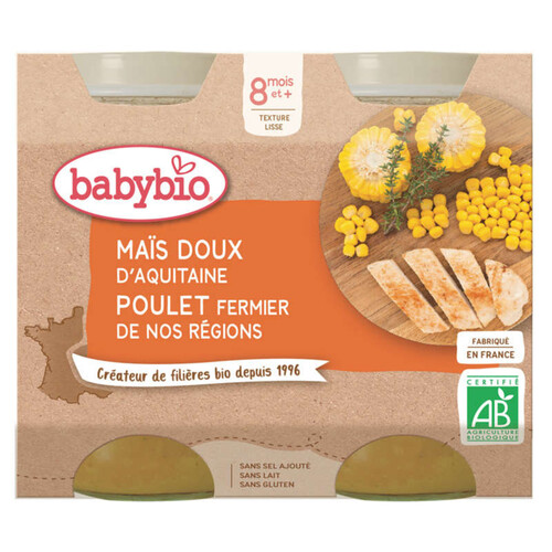 Babybio Maïs doux & Poulet fermier du Poitou 400g