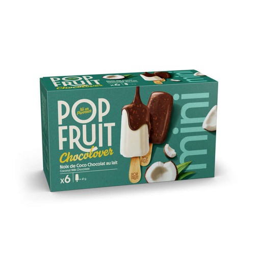 Pop Fruit Mini bâtonnet Chocolover sorbet noix de coco chocolat lait 6x47g