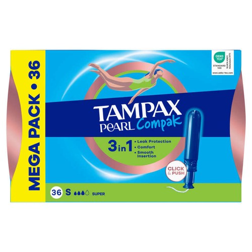 Tampax Pearl Compak Super Tampons Avec Applicateur x36