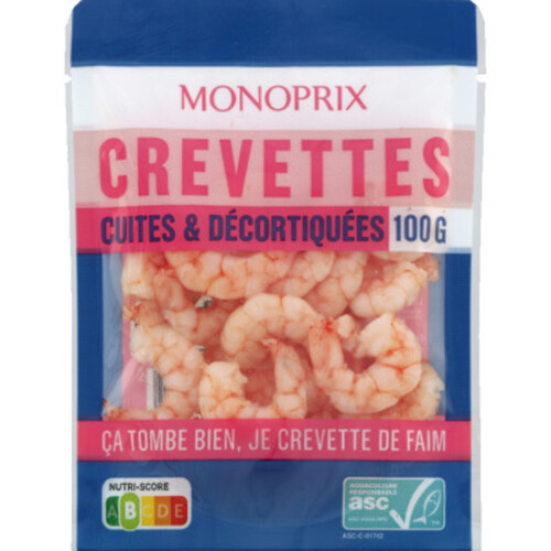 Monoprix Crevettes Cuites & Décortiquées ASC 100g