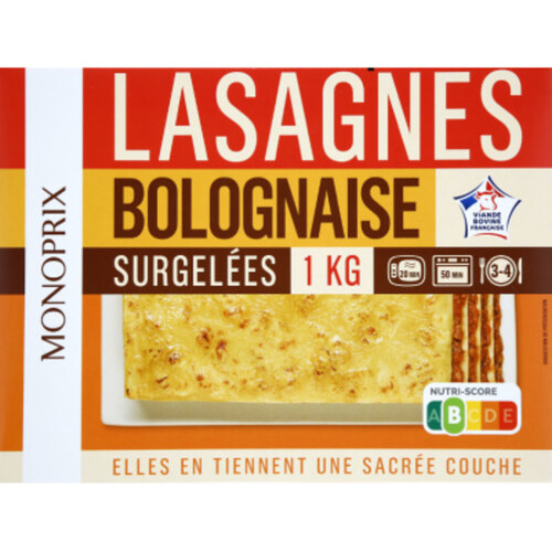 Monoprix Lasagnes bolognaise, surgelées 1 kg
