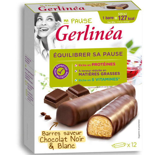 Gerlinéa Barre Saveur Chocolat Noir Et Blanc 372G