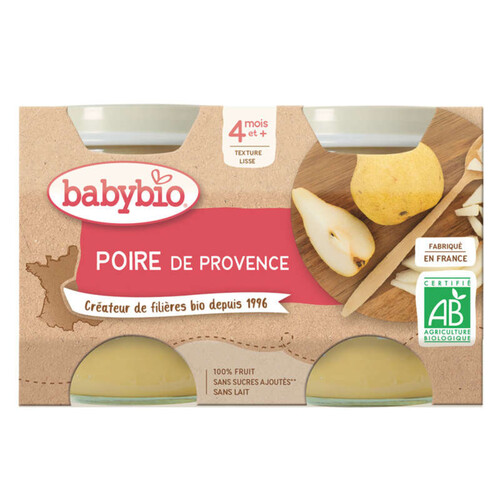 [Par Naturalia]  Babybio Petits Pots Poire de Provence Dès 4 Mois 2x130g.