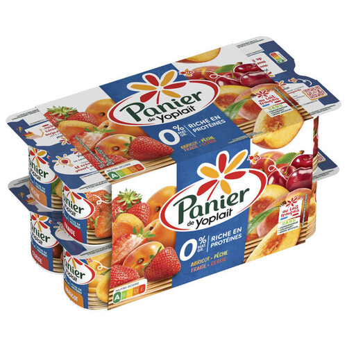 Yoplait panier de yoplait 0% mat.gr abricot pêche fraise cerise 16x 125g