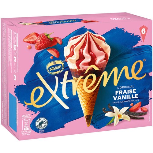 Nestlé Cônes glacés fraise et vanille x6 426g