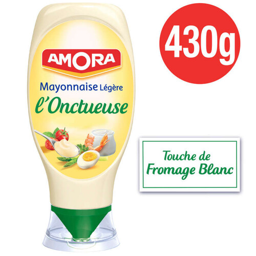 Amora L'Onctueuse Mayonnaise Légère Touche de Fromage Blanc Flacon Souple 430g