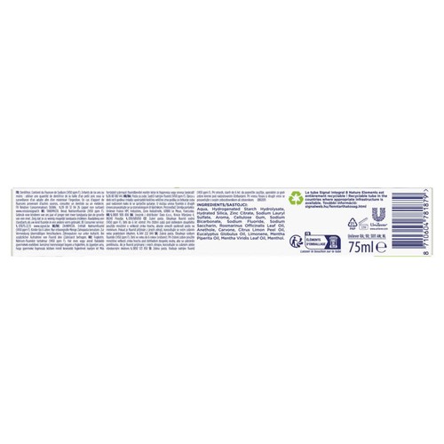 Signal Dentifrice Intégral 8 Nature Bicarbonate Fraîcheur & Détox 75Ml