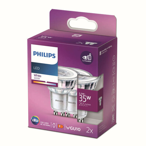 Philips Ampoule LED GU10 35W Blanc x2