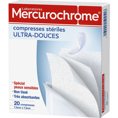 Mercurochrome Compresses Ultra-Douces Stériles, Ultra-Absorbantes