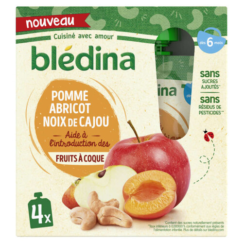 Blédina Gourdes pomme abricot noix de cajou 4x85g