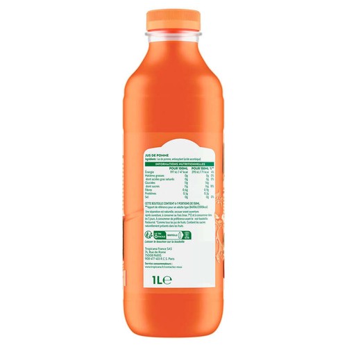 Tropicana Pur Jus De Pomme Pressée La Bouteille De 1L