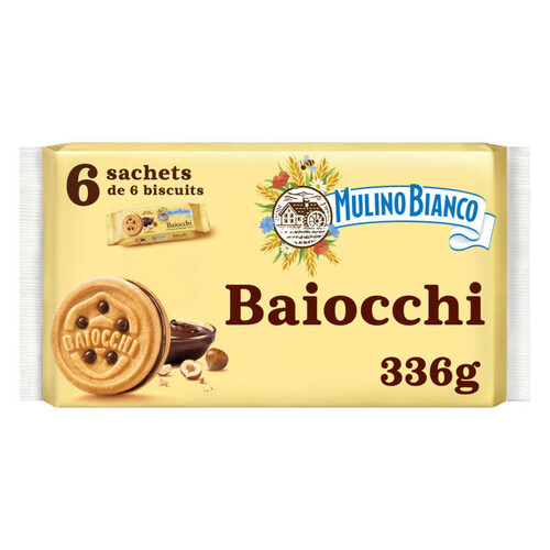 Mulini bianco biscuits baiocchi nocciola snack 336g