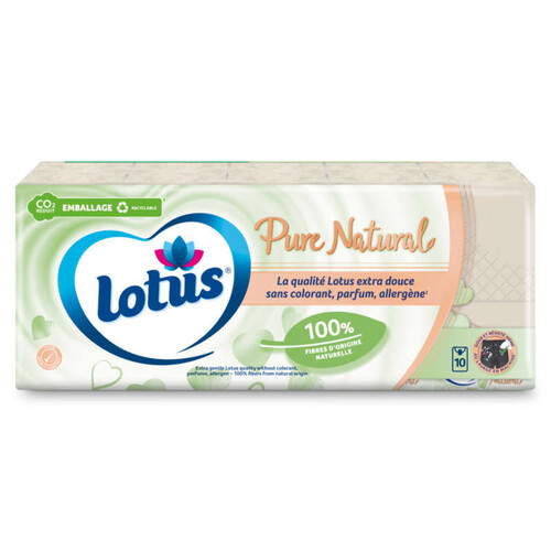 Lotus Mouchoirs Etuis Pure Natural x10